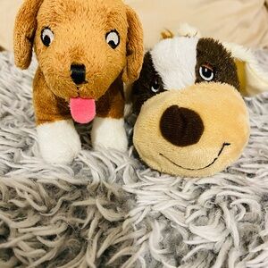 Plush dog couple- Brown and White